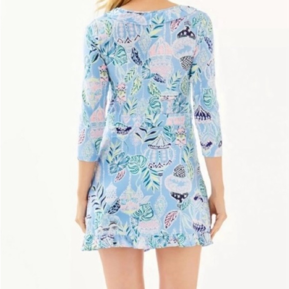 Lilly Pulitzer Dress Jessalynne Wrap Romper Blue Peri Lapis Lanterns Medium - Picture 2 of 16